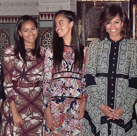 Michelle Obama assieme alle figlie Sasha e Malia © ANSA 