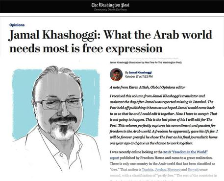 The Washington post, l'ultimo editoriale di Khashoggi © ANSA