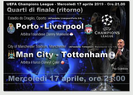 Champions, Porto-Liverpool e Man City-Tottenham (elaborazione) © ANSA