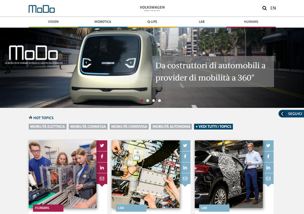 Vw lancia portale MoDo su strategie future per mobilità © ANSA