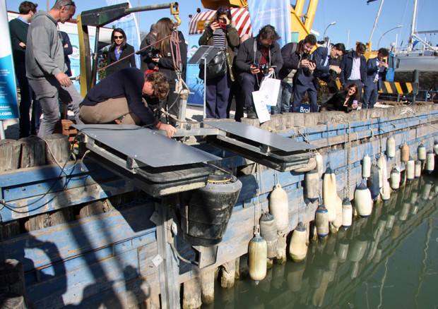 Inaugurato a Fiumicino dispositivo Seabin, un 'cestino' di raccolta rifiuti galleggiante, puo' raccogliere fino 500 kg di plastica © ANSA