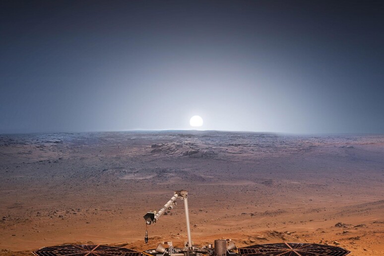 Rappresentazione artistica della sonda Insight su Marte (fonte: NASA) © ANSA/EPA