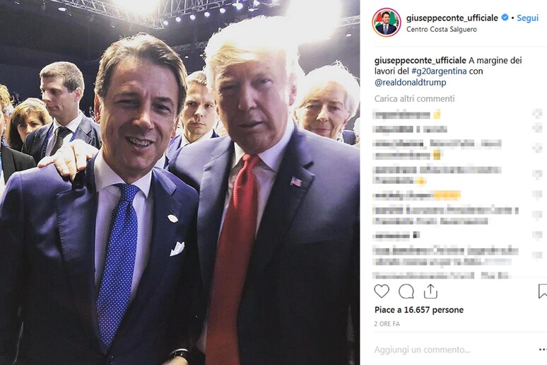 Conte posta foto con Trump,Salvini commenta  'mi piace tanto ' - RIPRODUZIONE RISERVATA