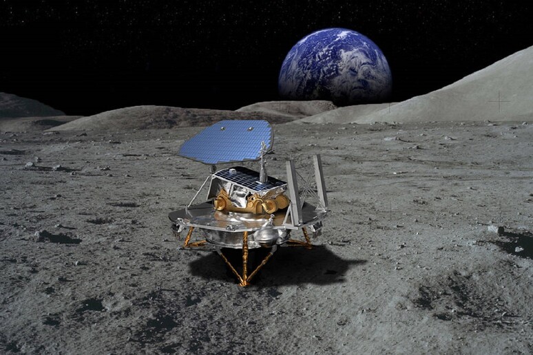 Rappresentazione artistica del lander lunare progettato dalla Lockheed Martin per la Nasa, nell 'ambito del programma commerciale sui moduli di servizio lunari (fonte: NASA/Lockheed Martin) - RIPRODUZIONE RISERVATA