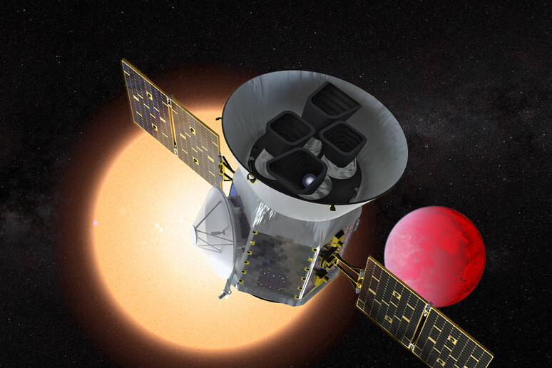Rappresentazione artistica del telescopio spaziale Tess della Nasa e di un pianeta vicino alla sua stella (fonte: NASA/GSFC) - RIPRODUZIONE RISERVATA