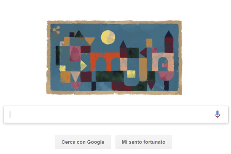 Il doodle di Google per i 139 anni della nascita di Paul Klee - RIPRODUZIONE RISERVATA