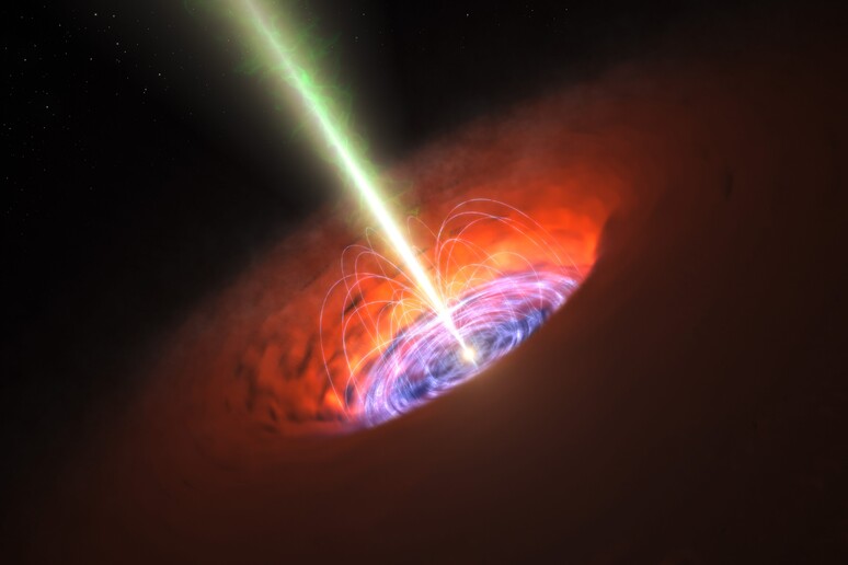 Rappresentazione artistica di un buco nero supermassivo  (fonte: ESO/L. Calçada) - RIPRODUZIONE RISERVATA