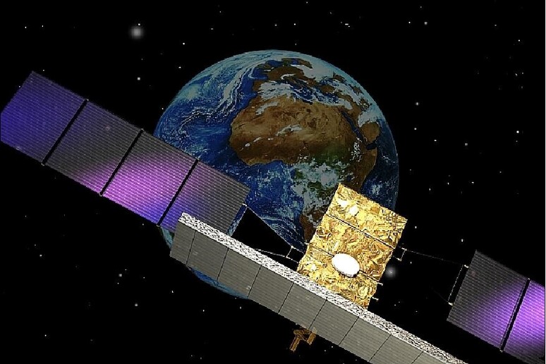 Rappresentazione artistica di un satellite della costellazione Cosmo SkyMed (fonte: ASI) - RIPRODUZIONE RISERVATA