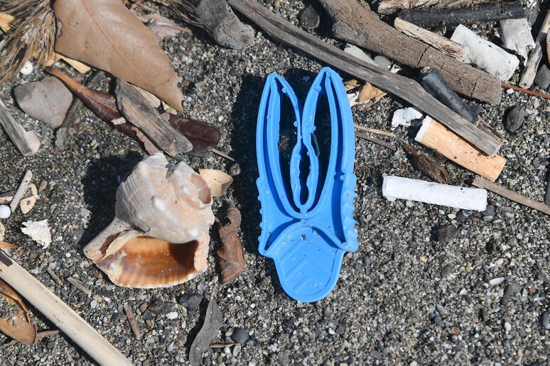 Microplastiche e detriti su una spiaggia del litorale genovese (archivio) - RIPRODUZIONE RISERVATA