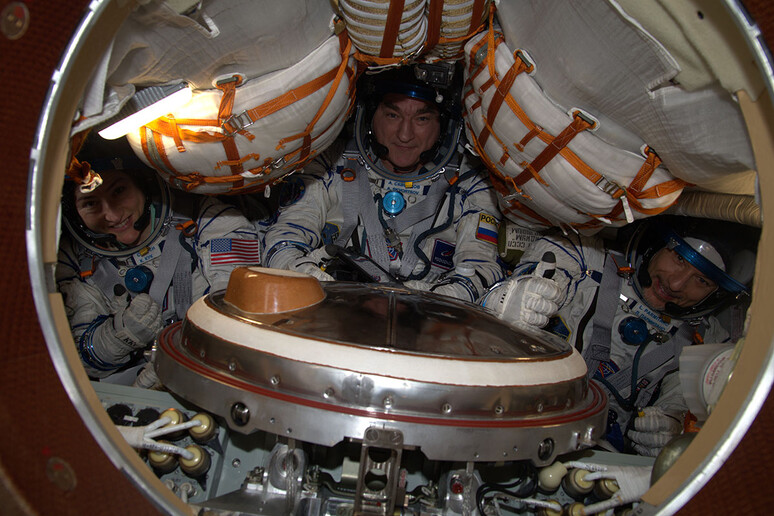 AstroLuca si prepara al rientro con Alexander Skvortsov e Christina Koch (fonte: ESA, NASA, Twitter) - RIPRODUZIONE RISERVATA