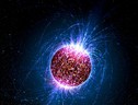 Rappresentazione artistica di una stella di neutroni (fonte: Nasa/Penn State University/Casey Reed) (ANSA)