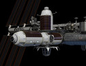 Il primo studio cinematografico in orbita sarà attaccato al modulo della futura stazione spaziale Axiom (fonte: Axiom Space Inc) (ANSA)