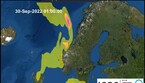 La simulazione della nube di metano sulla Scandinavia (fonte: NIU) (ANSA)