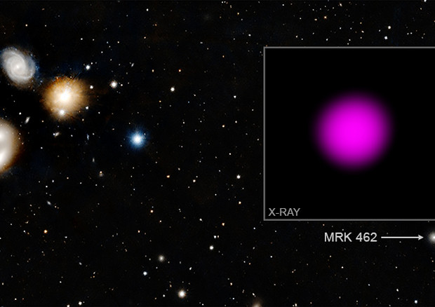 Scoperto un mini buco nero supermassiccio nella galassia nana Mrk 462 (fonte: NASA/CXC/Dartmouth Coll./J. Parker & R. Hickox; Optical/IR: Pan-STARRS) © Ansa