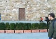Attivisti Ultima Generazione imbrattatano d'arancione la faccita Palazzo Vecchio © ANSA