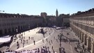 Torino, la performance di JR in piazza San Carlo (ANSA)