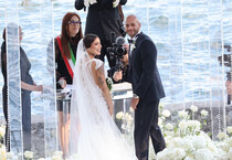 Il matrimonio tra Marcell Jacobs e Nicole Daza (ANSA)