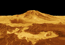 Il monte Maat su Venere, in falsi colori (fonte: David P. Anderson, SMU/NASA Science photo library) (ANSA)
