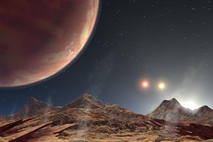 Rappresentazione artistica del pianeta gigante con tre soli chiamato HD 188753 Ab (fonte: NASA) (ANSA)