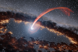 Rappresentazione artistica della materia di una stella risucchiata da un buco nero (fonte: NASA/JPL-Caltech) (ANSA)