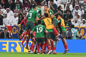 I festeggiamenti del Messico per il gol del 2-0 sull'Arabia Saudita (ANSA)