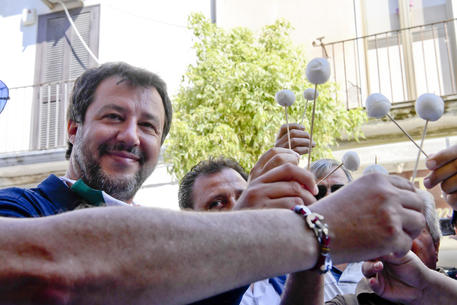 Matteo Salvini oggi a Castelvolturno © ANSA
