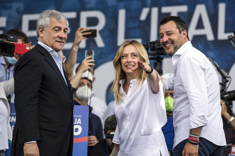 Antonio Tajani, Giorgia Meloni e Matteo Salvini © ANSA