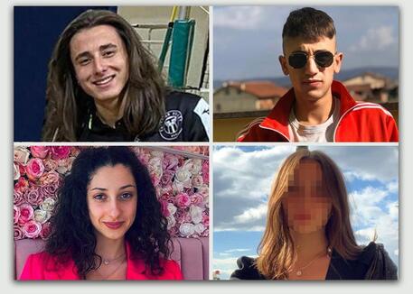 I 4 giovani morti a San Giustino: DA SX, ALTO: Nico Dolfi e Gabriele Marghi: DA SX IN BASSO: Natasha Baldacci e Luana Ballini (combo) © ANSA