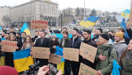 Giornata dell'unità nazionale in Ucraina (ANSA)