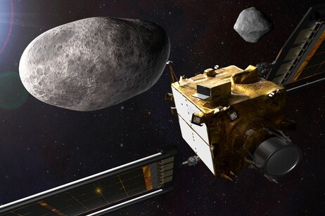 The impact od DART probe on asteroid Dimorphos (fonte: NASA/Johns Hopkins APL)