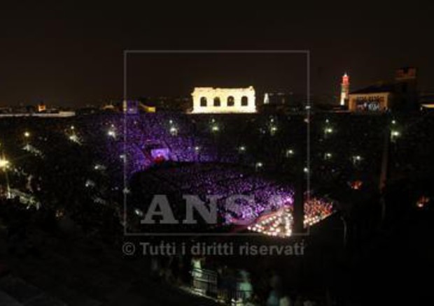L'Arena e le antiche '67 colonne', città si unisce al suo simbolo  © Ansa
