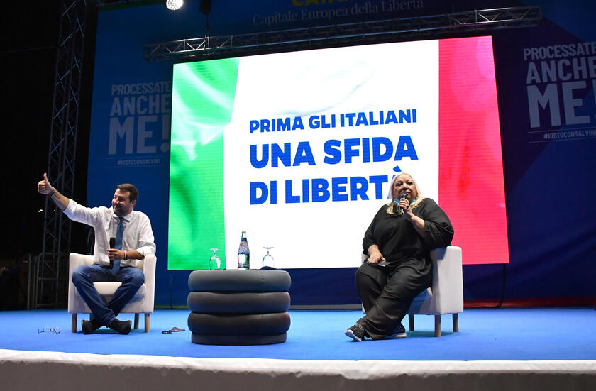 League Secretary Matteo Salvini in Catania - RIPRODUZIONE RISERVATA