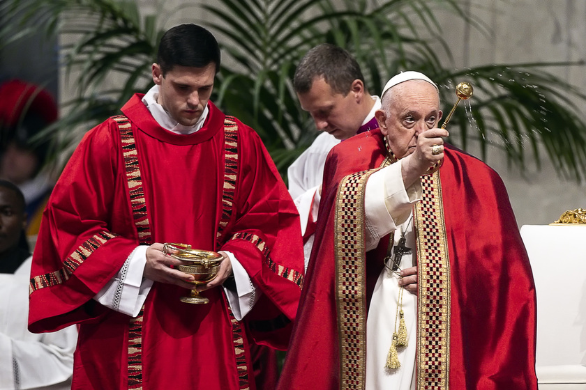 Il Papa in basilica vaticana, celebra la messa di Pentecoste - RIPRODUZIONE RISERVATA