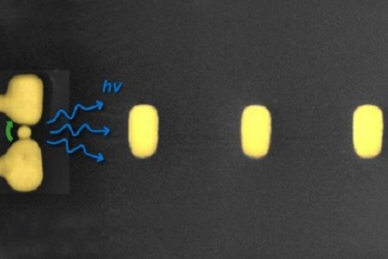 La nano-antenne d’oro in grado di trasformare i segnali elettrici in luce infrarossa (fonte: Department of Physics/JMU) - RIPRODUZIONE RISERVATA