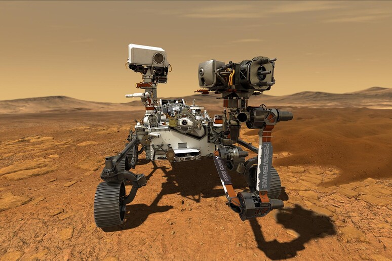 Rappresentazione artistica del rover Perseverance della Nasa, il cui lancio è previsto il 30 luglio da Cape Canaveral (fonte: NASA/JPL-Caltech) - RIPRODUZIONE RISERVATA