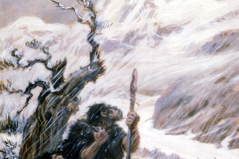 Il dipinto Snowbound, di Charles R. Knight - RIPRODUZIONE RISERVATA