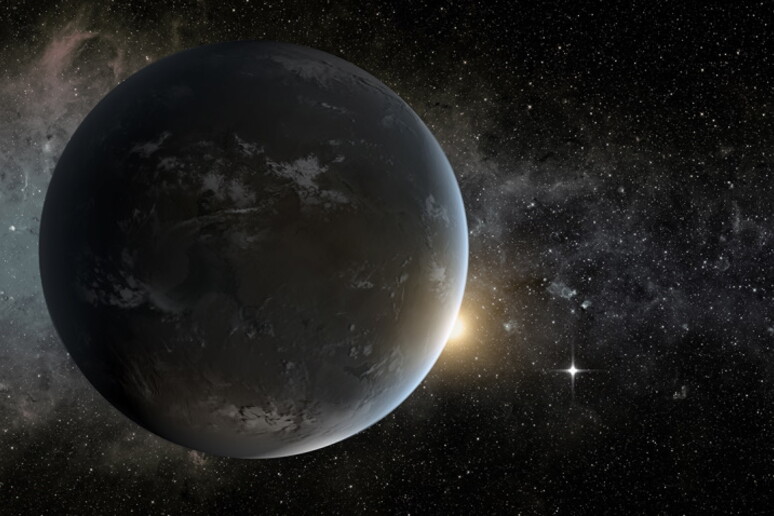 Rappresentazione artistica del pianeta roccioso Kepler-442 b, distante circa 1.200 anni luce (fonte: NASA) - RIPRODUZIONE RISERVATA