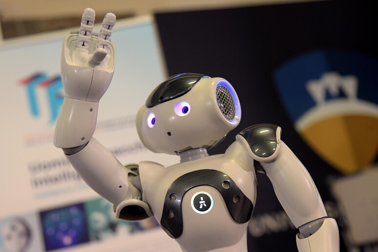 Il robottino Now prodotto dalla RoboMate Beahviours Labs al convegno al convegno  'Uomini e macchine intelligenti ' nell 'ambito del Festival Nazionale delle Università presso l 'Università degli studi Link - RIPRODUZIONE RISERVATA