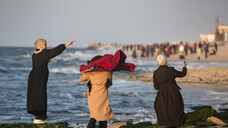 Palestinians at the beach in Rafah, southern Gaza